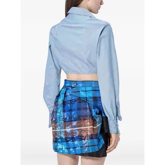 Vivienne Westwood Asymmetrical Cropped Cotton Shirt - Blue