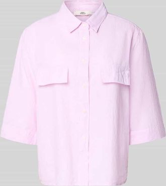 0039 Italy 0039 Italy Bluse aus Leinen-Mix mit Brusttaschen Modell BEA in Hellrosa, Gr&ouml;&szlig;e XXL