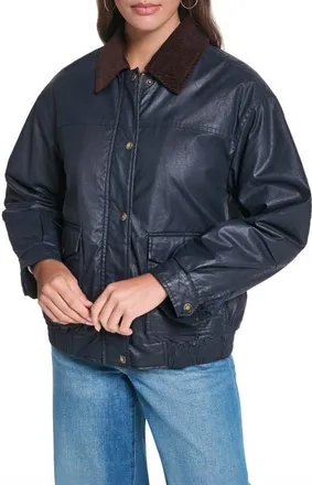 Levi's Relaxed Waxed Cotton Bomber Jacket in Indigo at Nordstrom, Size X-Small