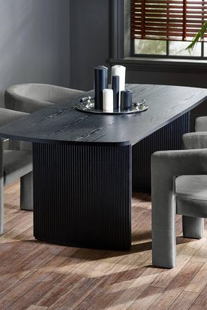 Julian Bowen Louis Fluted Rectangular Extending 4-6 Seater Dining Table in Black
