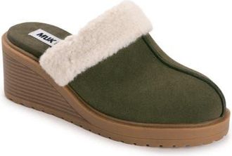 Muk Luks Sophia Faux Fur Trim Mule in Olive at Nordstrom, Size 8.5