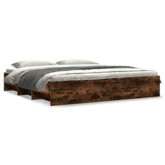 Berkfield Home Bed Frame Frame Smoked Oak 180x200 cm Super King Wood in Brown