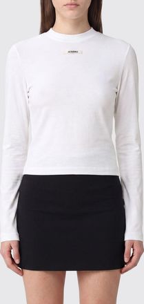 Jacquemus T-shirt slim a maniche lunghe in cotone stretch con logo a contrasto