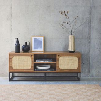 Sweeek Mobile TV effetto legno e canna arrotondata, 140cm