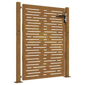 Berkfield Home Garden Gate 105x155 cm Corten Steel Square Design in Brown