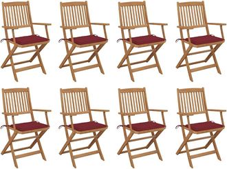 vidaXL Vidaxl - Sillas De Jard&iacute;n Plegables 8 Uds Y Cojines Madera Maciza Acacia