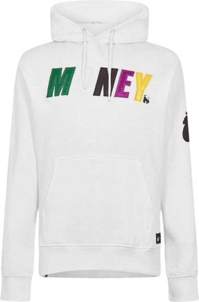 Money Clothing Heren Satijnen Hoodie met lange mouwen (Wit)