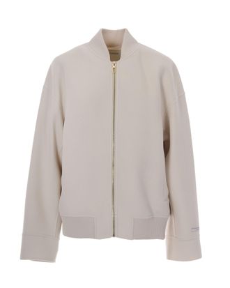 Sportmax Ondata Bianco Bomber Jacket With Knit Detailing
