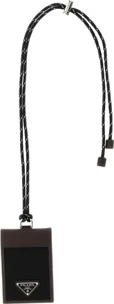 Prada Tarjetero de piel Saffiano y nailon con cord&oacute;n - Bags - Hombre - Negro - ONE SIZE