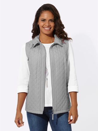Casual Looks Steppweste CASUAL LOOKS, Damen, Gr. 36, grau (steingrau), 100% Polyester, unifarben, Westen Steppweste
