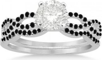 Allurez Infinity Twisted Black Diamond Bridal Set 14k White Gold (0.34ct)