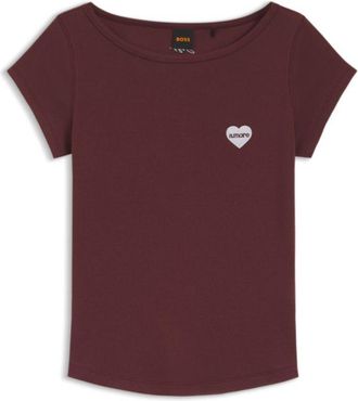 BOSS Stretch-cotton slim-fit T-shirt with artwork