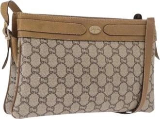 Gucci Pre-owned Vintage GG Canvas Schoudertas - Dames - Vintage Schoudertas - Beige - ONE Size - Leer - Vintage