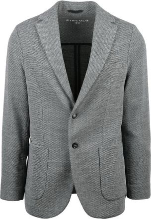 Circolo 1901 Rounded Virgin Wool Blazer with Textured Fabric and Two-Button Closure