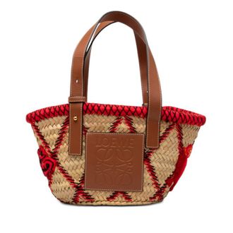 Loewe Pre-owned LOEWE Small Raffia Animal Embroidered Basket Tote Ladies K9HPOK9F6NSDO1OO