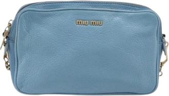 Miu Miu Pre-owned Leren Schoudertas - Dames - Vintage Schoudertas - Blauw - ONE Size - Leer - Vintage