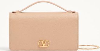 Valentino Garavani VLogo Signature Grainy Calfskin Wallet With Chain Woman ROSE SAND UNI