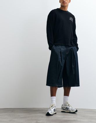 Reclaimed Vintage Jorts oversize in denim indaco-Blu