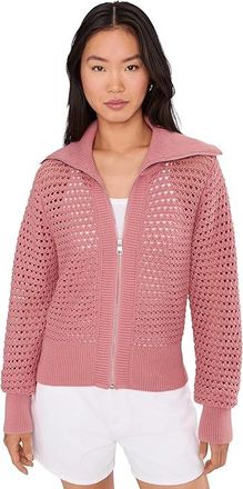 Varley Eloise Full Zip Knit Womens Sweatshirt Brandy Rose : XXS, Cotton