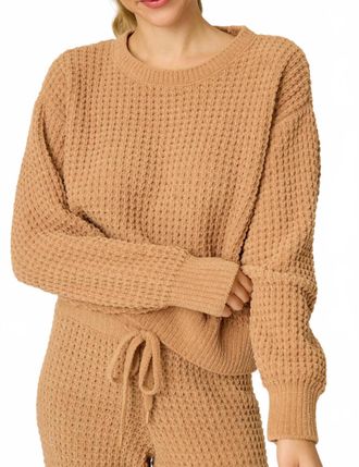 PJ Salvage Chenille Cozy Waffle Top In Carmel