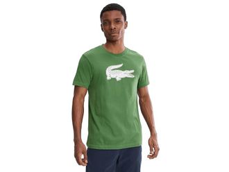 Lacoste Ultra Dry XXL Logo Sport T-Shirt Mens Clothing Green/White : 7 (2XL), Polyester/Cotton