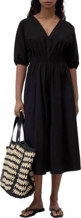 Closed V-Neck Dress In Black