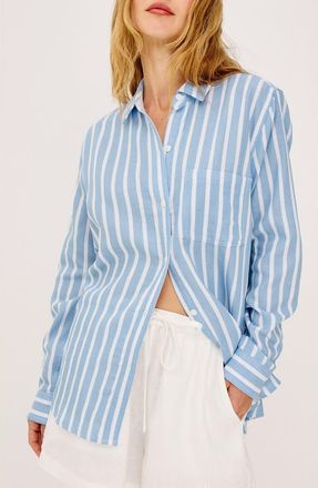 Rails Freeman Cotton Button-Up Shirt in Saltwater Stripe at Nordstrom, Size Xx-Large