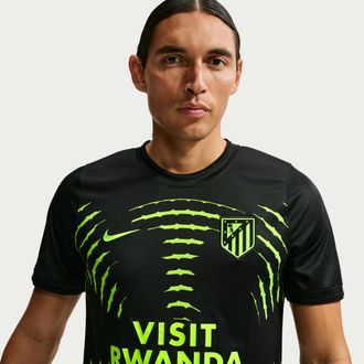 Nike Atl&eacute;tico Madrid Away Nike Mens Dri-FIT Soccer Pre-Match Top in Black | IO0596-010
