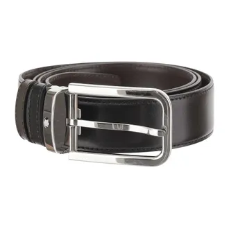 Montblanc 35 mm Reversible Belt in Meisterst&uuml;ck Leather with Rectangular Buckle - male - MONTBLANC - Belts - Black - ONE SIZE - Accessories