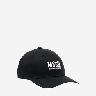 Msgm Boys Baseball Cap Black Cotton Hat