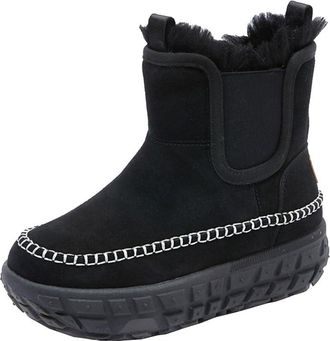 Generic Women thick soled snow boots with plush lining for increased warmth and comfort in winter made of cotton short boots with anti cold properties (Black,