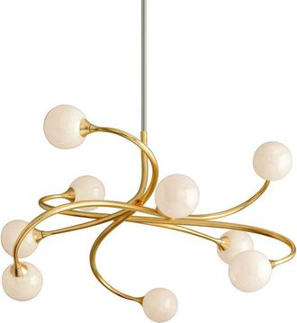 Hudson Valley Lighting Signature L&aacute;mpara De Ara&ntilde;a 9 Luces Pan De Oro, Vidrio