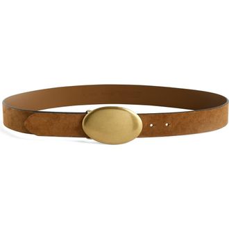 Madewell Oval Buckle Suede Belt in Aged Cognac at Nordstrom, Size Medium
