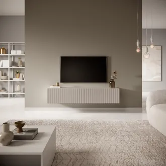 Selsey Selsey - Mueble Tv Telire 140 Cm Gris Beige Con Frontal Laminar