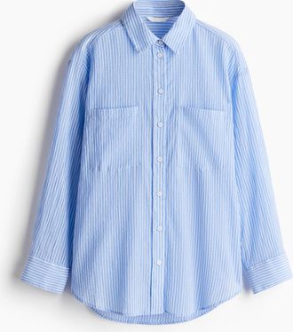 H&M Baumwollbluse - Hellblau/Gestreift