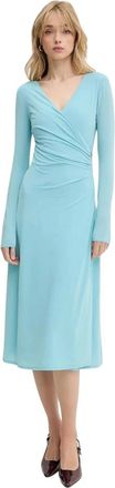 Karl Lagerfeld Jersey Fluid Zip Midi Jurk - Dames - Casual kleedjes - Blauw - XS - Polyester - Kleedjes