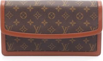 Louis Vuitton Brown Monogram Coated Canvas Leather Clutch Bag Pochette (Pre-Owned)
