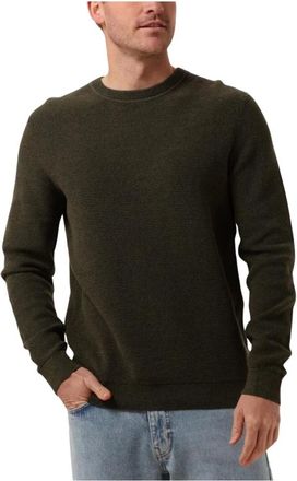 Selected Slhross Ls Knit Structure Crew Neck Noos - Heren - Truien - Groen - Maat: L Katoen