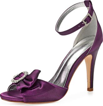 Generic Wedding Shoes Womens Stiletto Sandals Bridal Open Toe Sexy High Heels for Party Wedding Dress Daily Wear Shoes 10.5Cm,Purple,7 UK