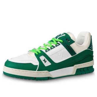 Louis Vuitton Trainer Sneakers White Green 1A8125