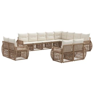 vidaXL Conjunto De Sof&aacute;s De Jard&iacute;n 12 Pcs Beige Y Blanco Crema Vidaxl