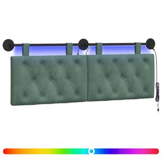 vidaXL Cabecero Colgante Con Luz Led Verde Mar Terciopelo Vidaxl