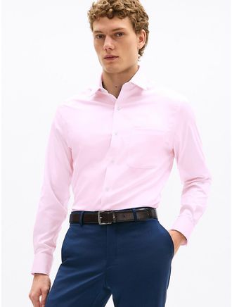 Tommy Hilfiger Mens Regular Fit THFlex Dress Shirt - Pink - 15/34-35