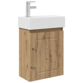 vidaXL M&oacute;dulo De Ba&ntilde;o Con Grifer&iacute;a Roble Artesanal 45,5 X 22,5 X 84 Cm Vidaxl