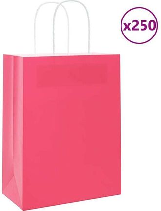 vidaXL Bolsas De Papel Con Asas 250 Uds Rosa 21x11x28 Cm Vidaxl