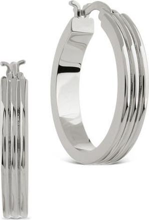 Sterling Forever Hannah Ribbed Hoop Earrings in Silver at Nordstrom Rack