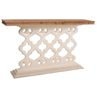 Wanderlust Deco Recibidor de madera tallada blanco 142x30x78.50