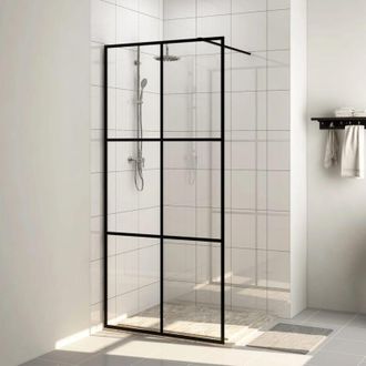 vidaXL vidaXL Parete per Doccia Walk-in Vetro Trasparente ESG 90x195 cm Nera