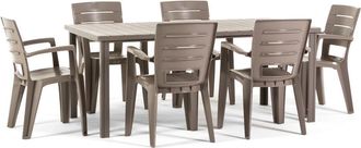 Siediti Fuori e Dentro Set de jard&iacute;n mesa rectangular 180x90 cm + 6 sillas de resina t&oacute;rtola