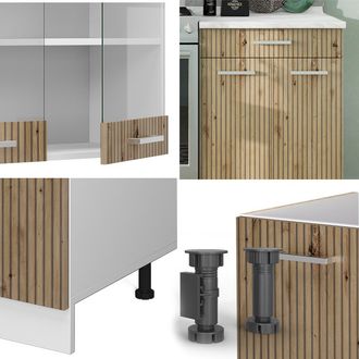 Vicco Mueble De Cocina R-line, Roble Artesanal/blanco, 200 Cm Sin Encimera